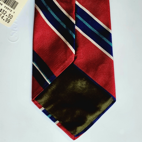 NWT VTG Chaps Ralph Lauren striped tie Colors Rich dark red aqua navy white - Picture 6 of 7
